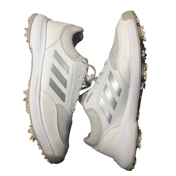 Adidas Tech Response 2.0 Golf Shoes Mens 10 White Grey Spiked FW2221 - Picture 2 of 8